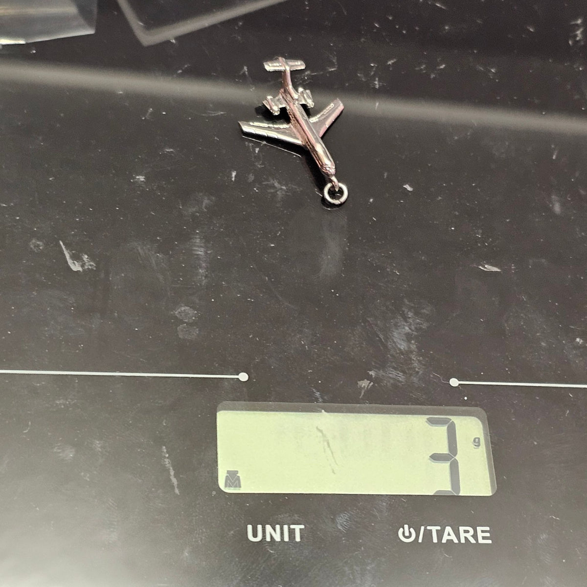 (740) Sterling Silver Airplane Charm Pendant By Wells Vintage Jewelry Collectible