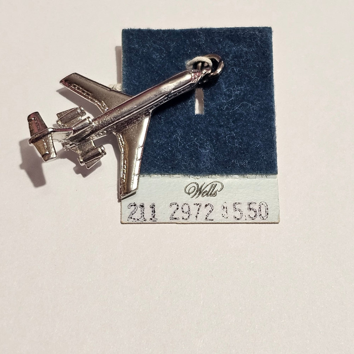 (740) Sterling Silver Airplane Charm Pendant By Wells Vintage Jewelry Collectible