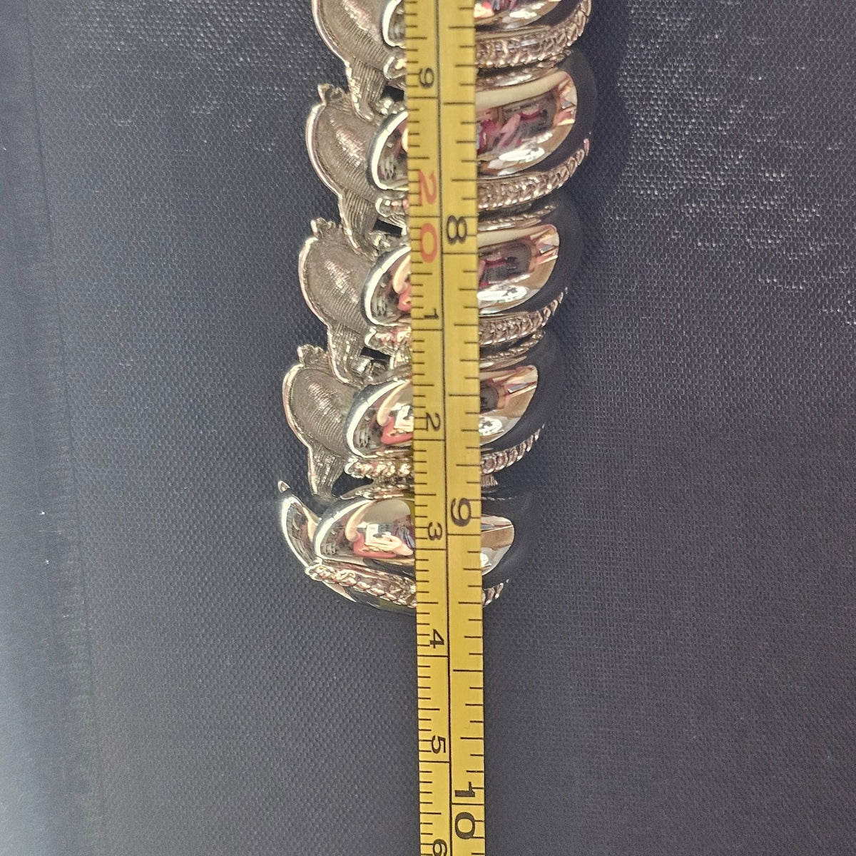 Vintage Napier Silver-Tone Chunky Statement Necklace Textured Links Fold-Over Clasp