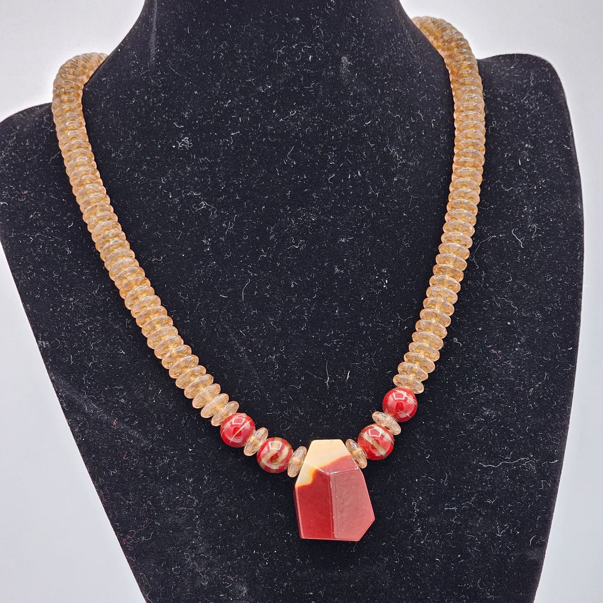 Artisan Hand Crafted Stone Jasper Beaded Necklace Vintage