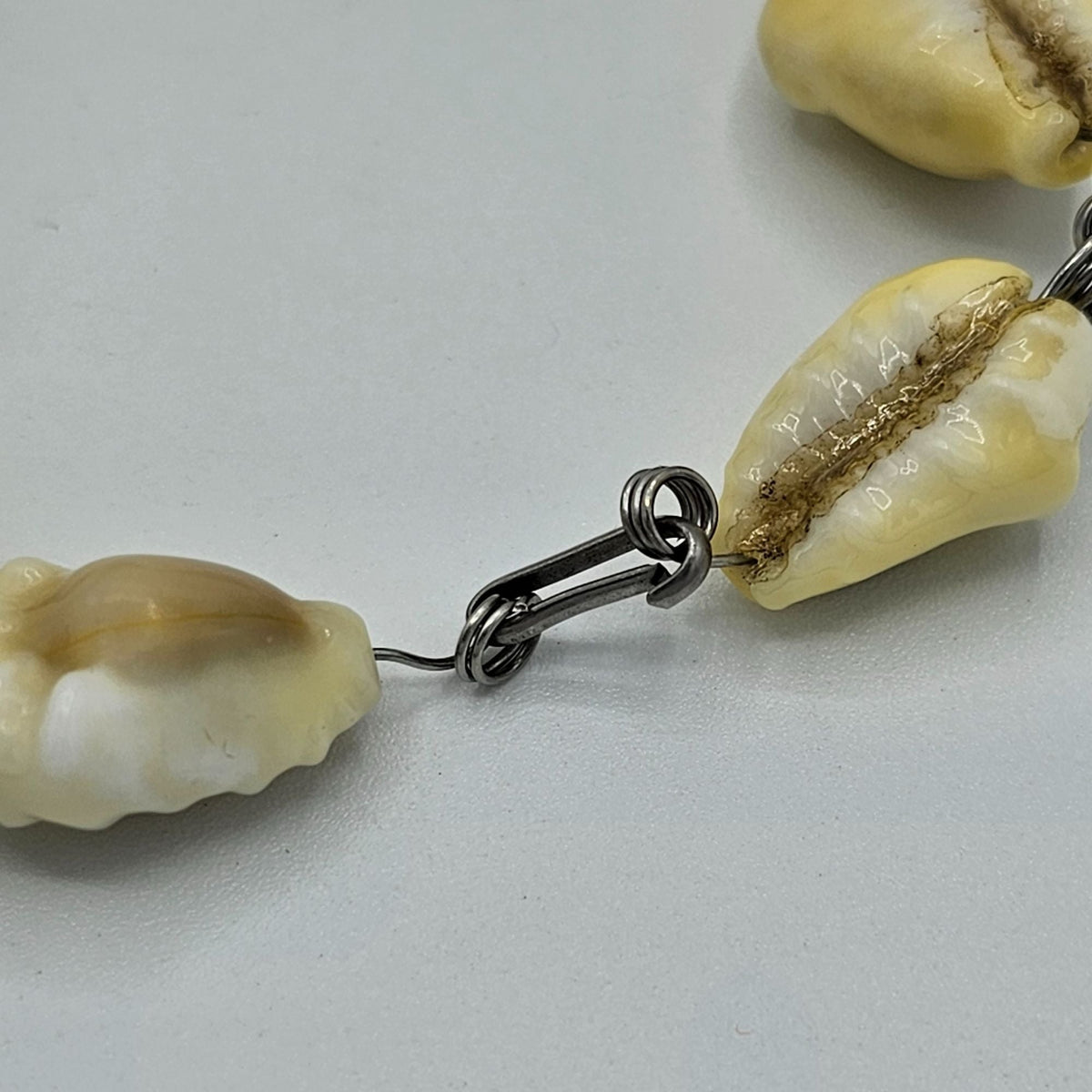 Sterling Silver Matching Hawaiian Puka Cowrie Shell Necklace and Bracelet Vintage