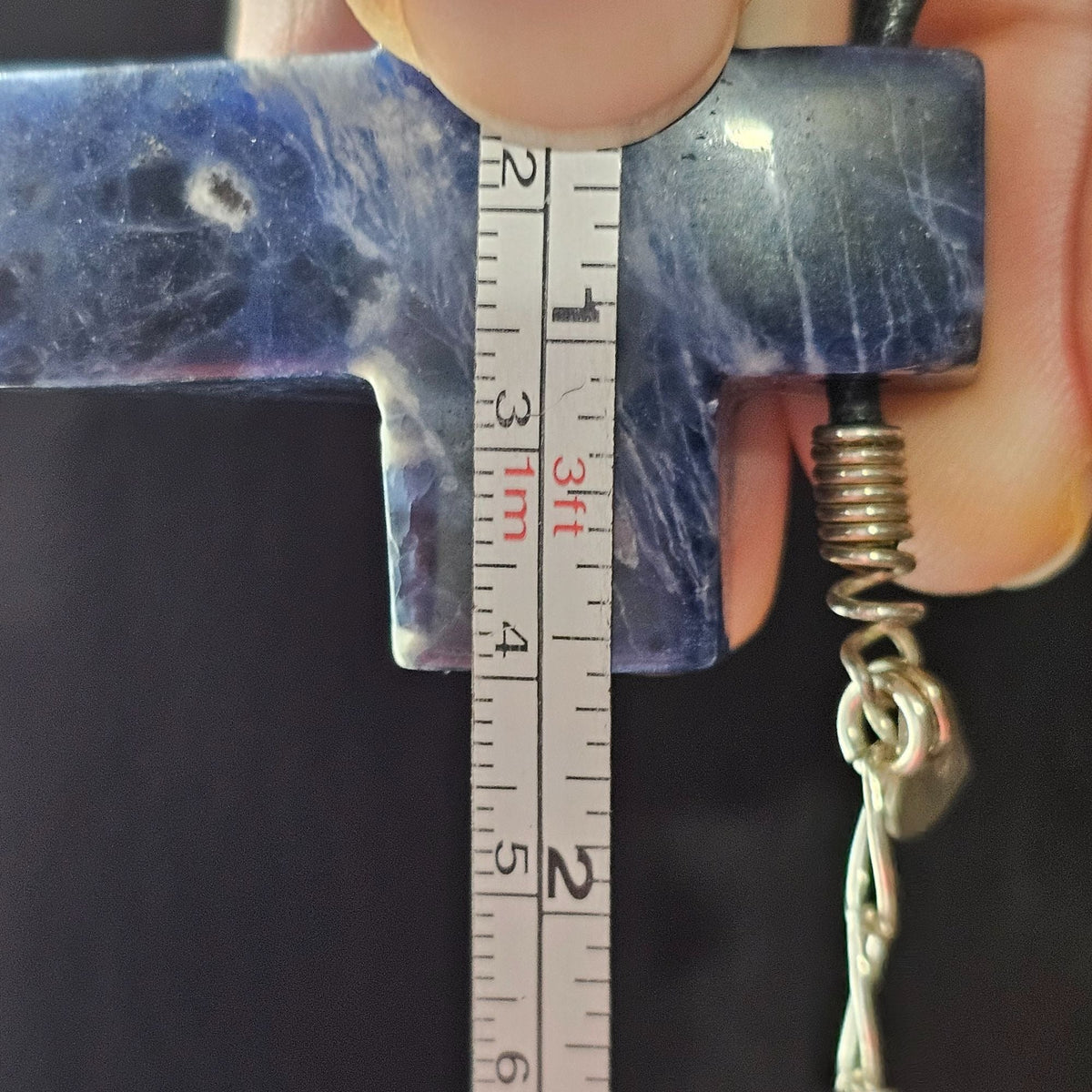 Jay King DTR 925 Sterling Silver Huge Chunky Sodalite Crucifix Natural Stone Adjustable