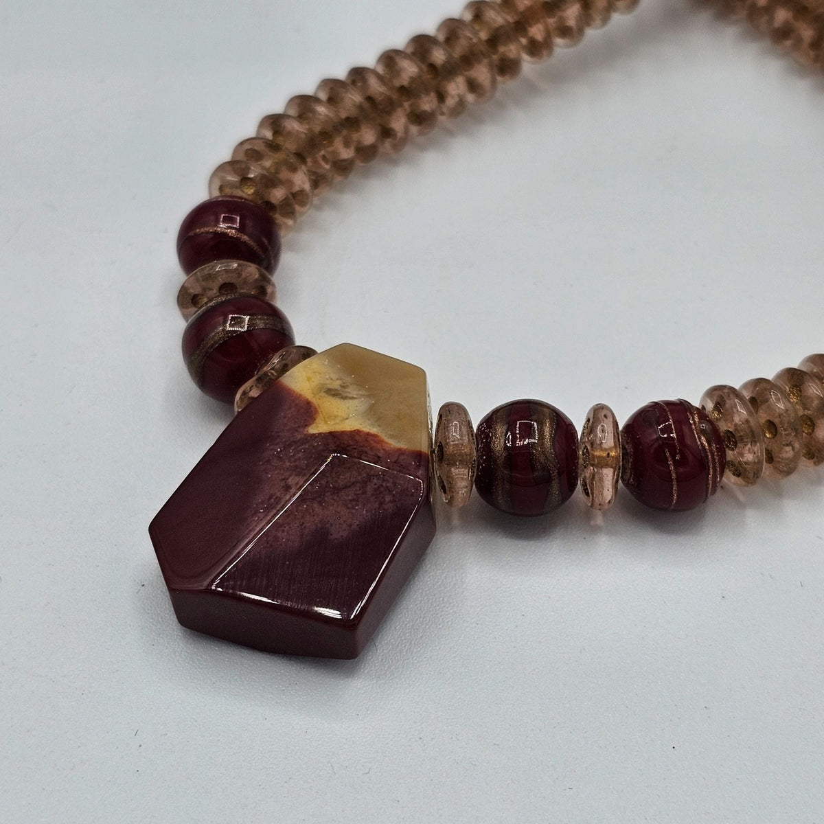 Artisan Hand Crafted Stone Jasper Beaded Necklace Vintage