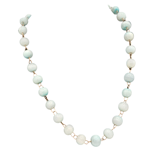 Vintage Seafoam Green Blue White Ombre Natural Station Beaded Necklace Fairycore