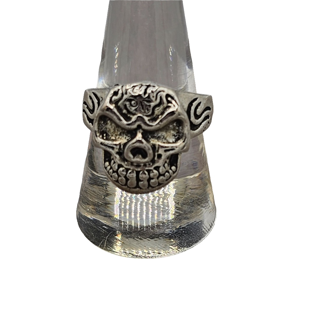 Stainless Steel Skull Bones Hardcore Metal Biker Fashion Ring Size 8.5