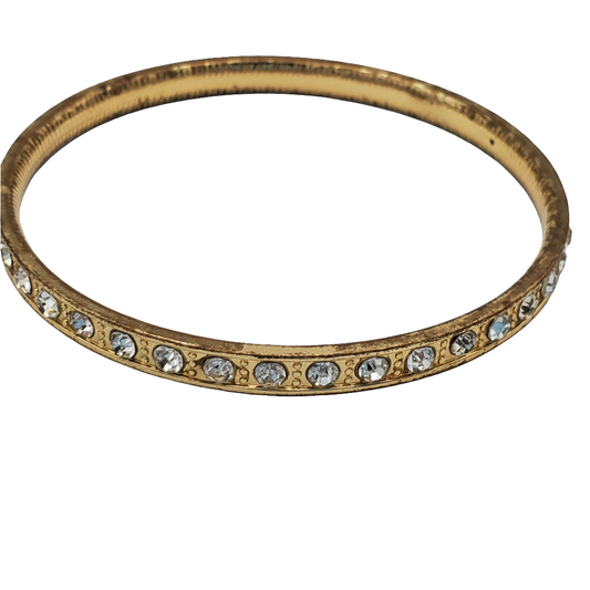 Bangle Bracelet Inlaid Crystal Rhinestones Gold-tone