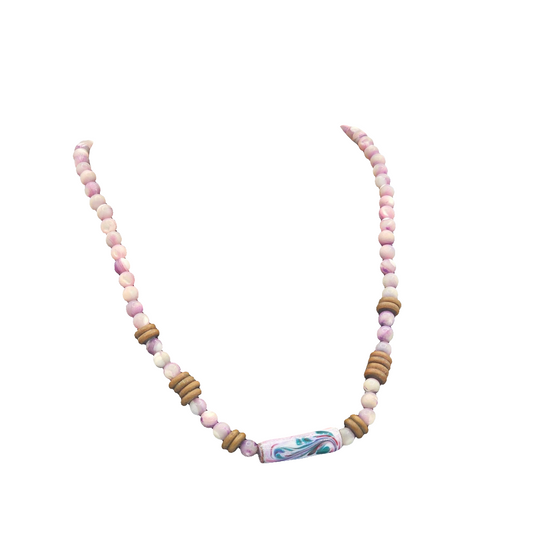 Purple Art Glass Artisan Handmade Beaded Necklace Vintage