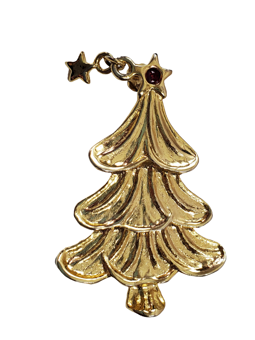 Vintage Gold-tone Signed Holiday Christmas Tree Star Dangle