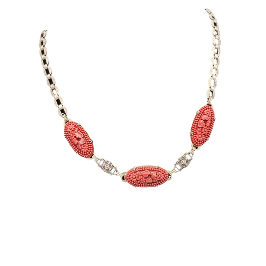 Sterling Art Deco Marcasite Carved Flower Carnelian Glass Necklace