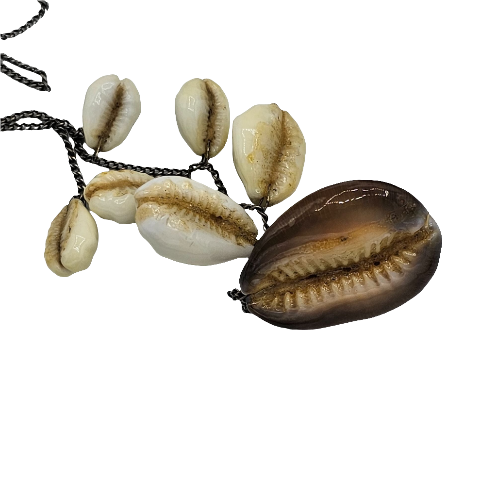 Sterling Silver Matching Hawaiian Puka Cowrie Shell Necklace and Bracelet Vintage