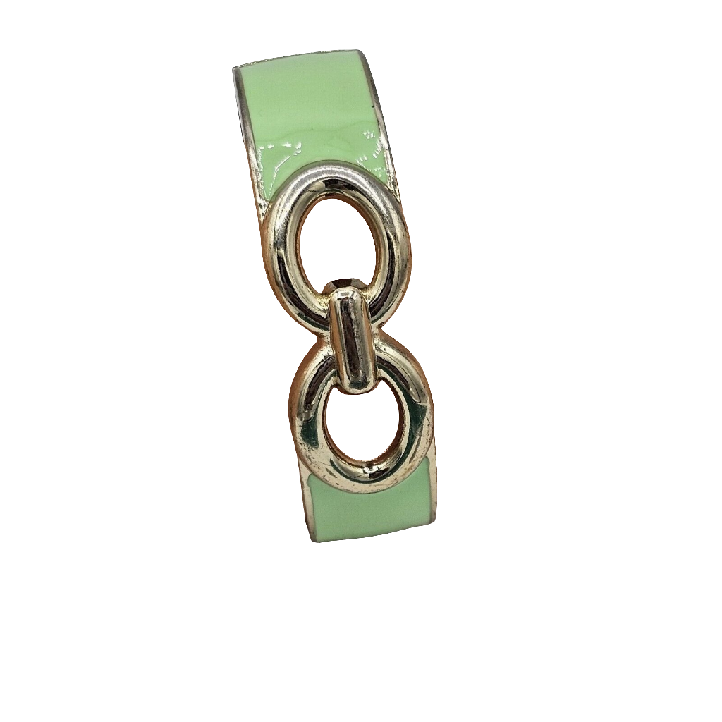 Enamel Metal Clamper Bangle Bracelet MOD Gold Green Infinity Designer