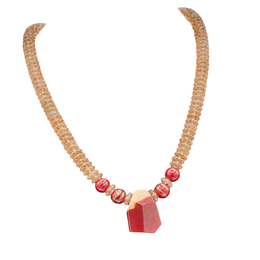 Artisan Hand Crafted Stone Jasper Beaded Necklace Vintage