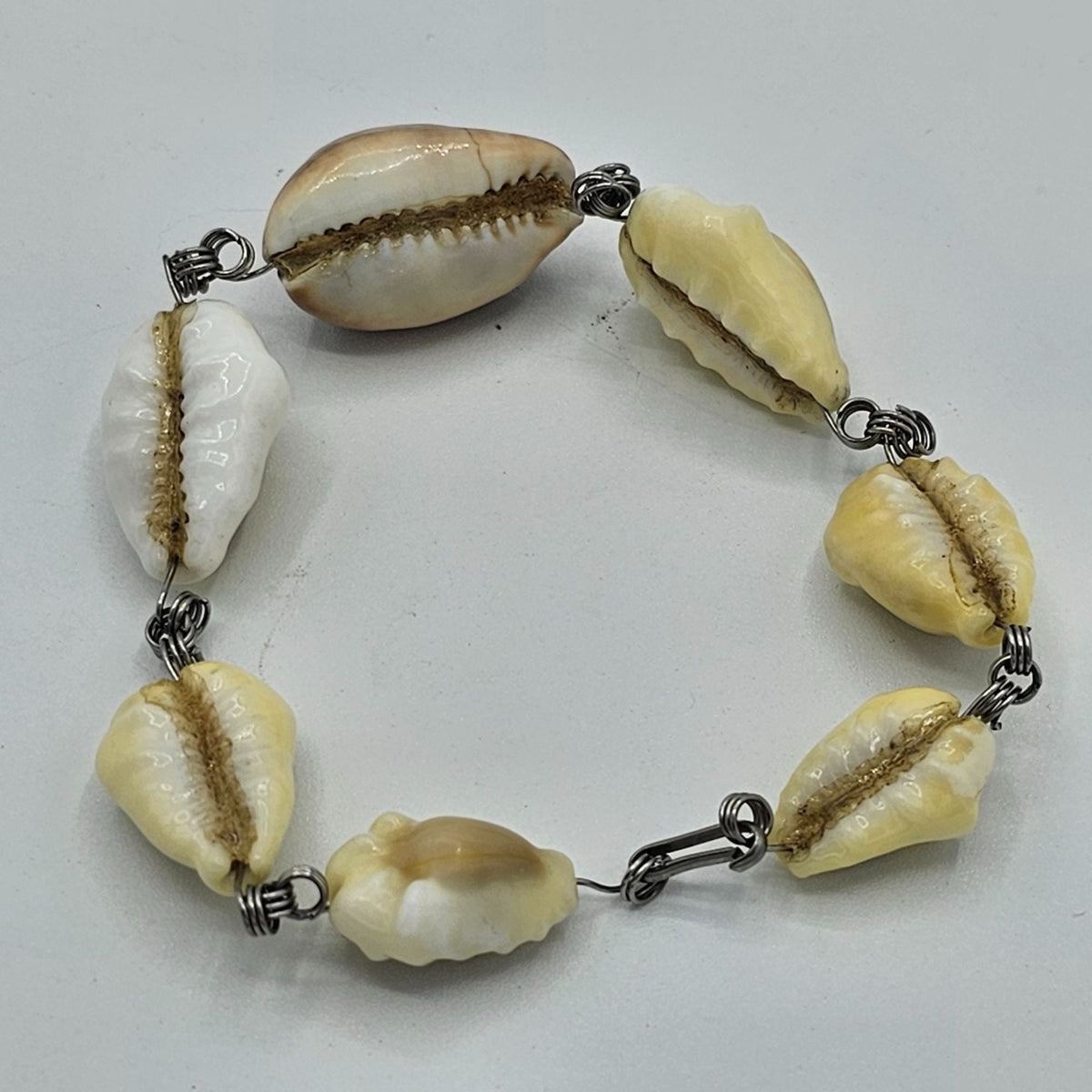 Sterling Silver Matching Hawaiian Puka Cowrie Shell Necklace and Bracelet Vintage