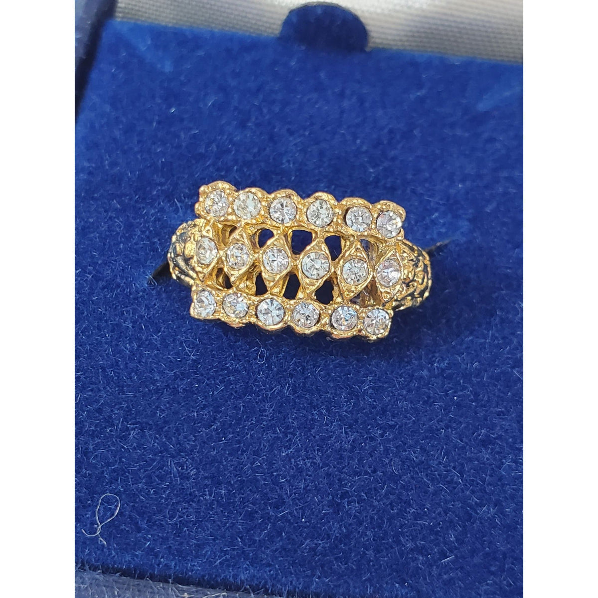 Vintage Majesty Princess Gold-tone Cubic Zirconia Stacked Ring Size 5.5