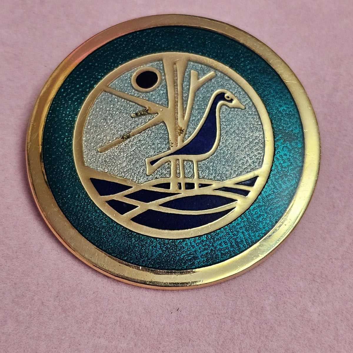 (735) Canadian Gold-Tone Enameled Bird Brooch By De Passillé-Sylvestre Vintage 2"