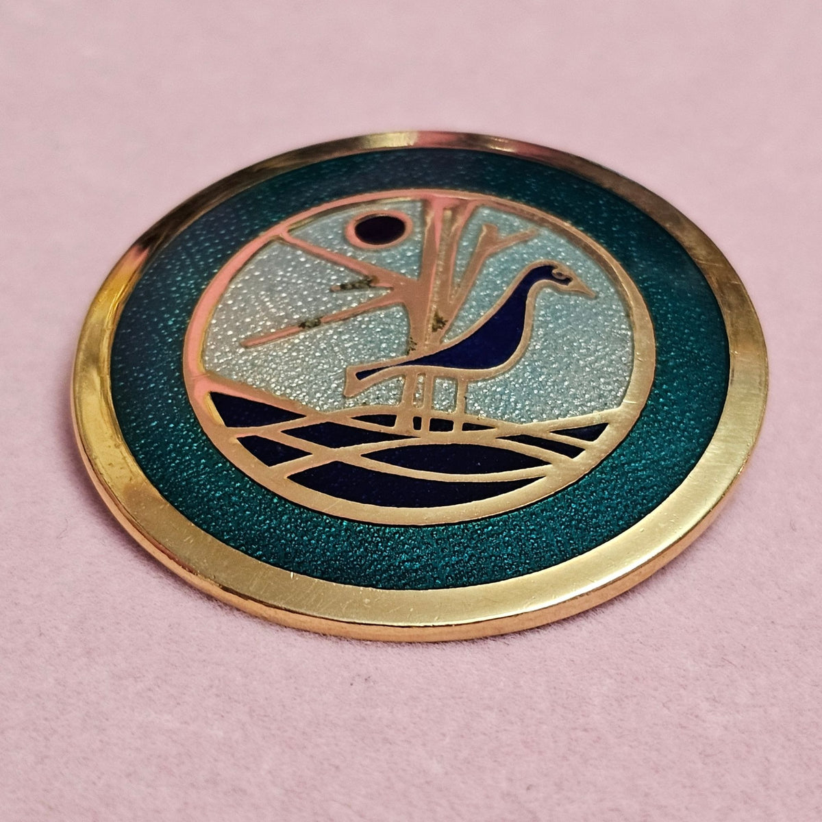 (735) Canadian Gold-Tone Enameled Bird Brooch By De Passillé-Sylvestre Vintage 2"