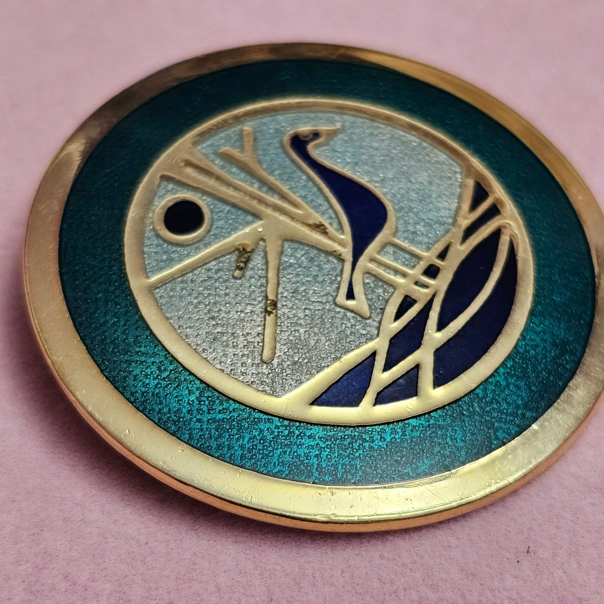 (735) Canadian Gold-Tone Enameled Bird Brooch By De Passillé-Sylvestre Vintage 2"