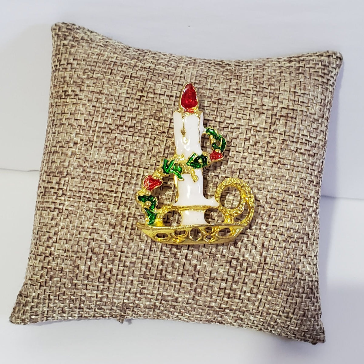 Vintage Holiday Christmas Candlestick Brooch