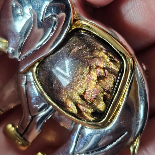 (50) Elephant Brooch Earring Set Gold SilverTone Jewelry Unique Animal Design Vintage
