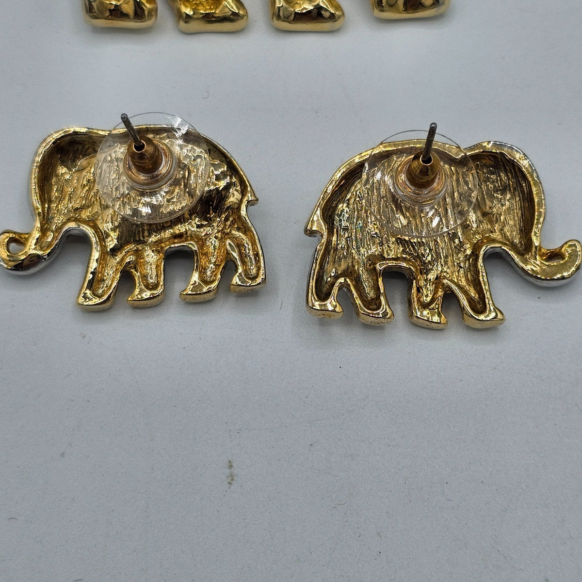 (50) Elephant Brooch Earring Set Gold SilverTone Jewelry Unique Animal Design Vintage