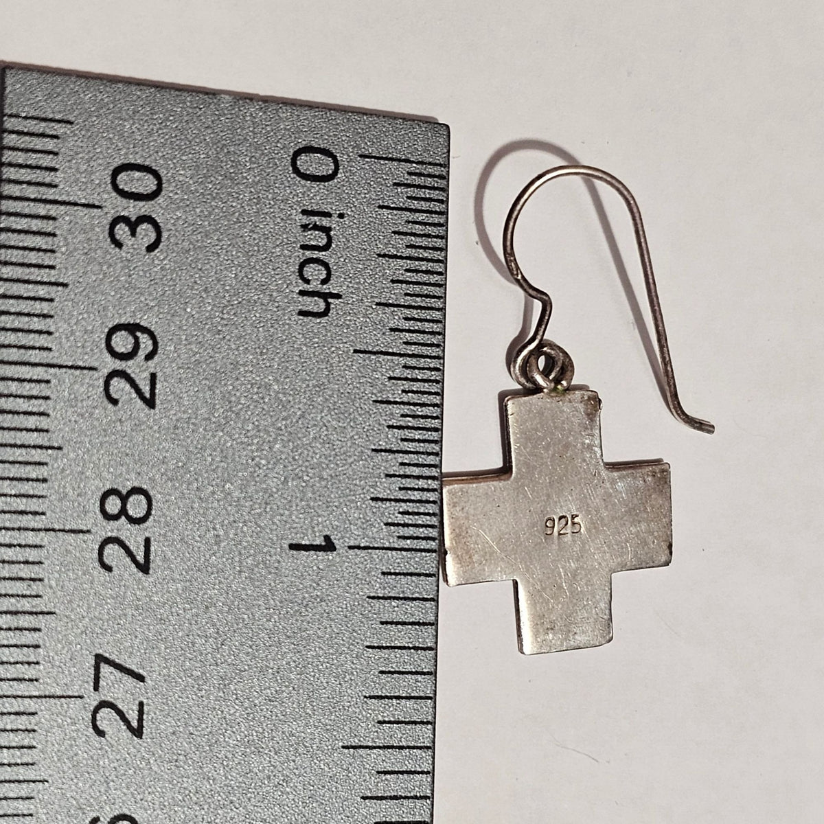 (717) Sterling Silver Cross Dangle Earrings Vintage Modernist 3.21 Grams
