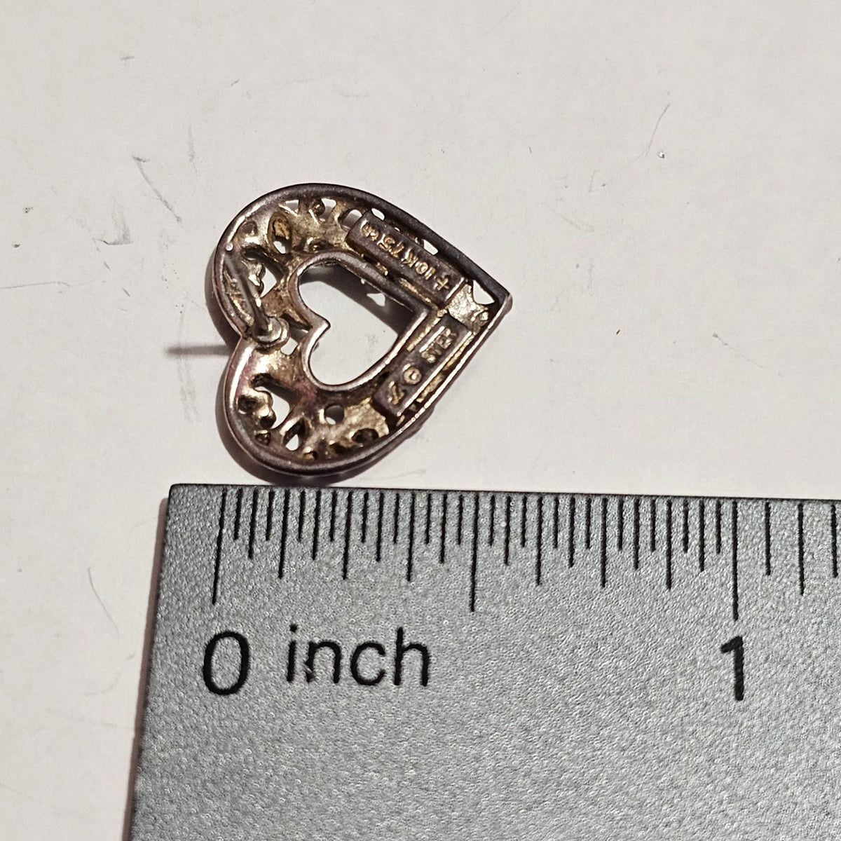 (713) Vintage Sterling Heart Filigree Pierced Earrings Gold Accents 3.42 Grams