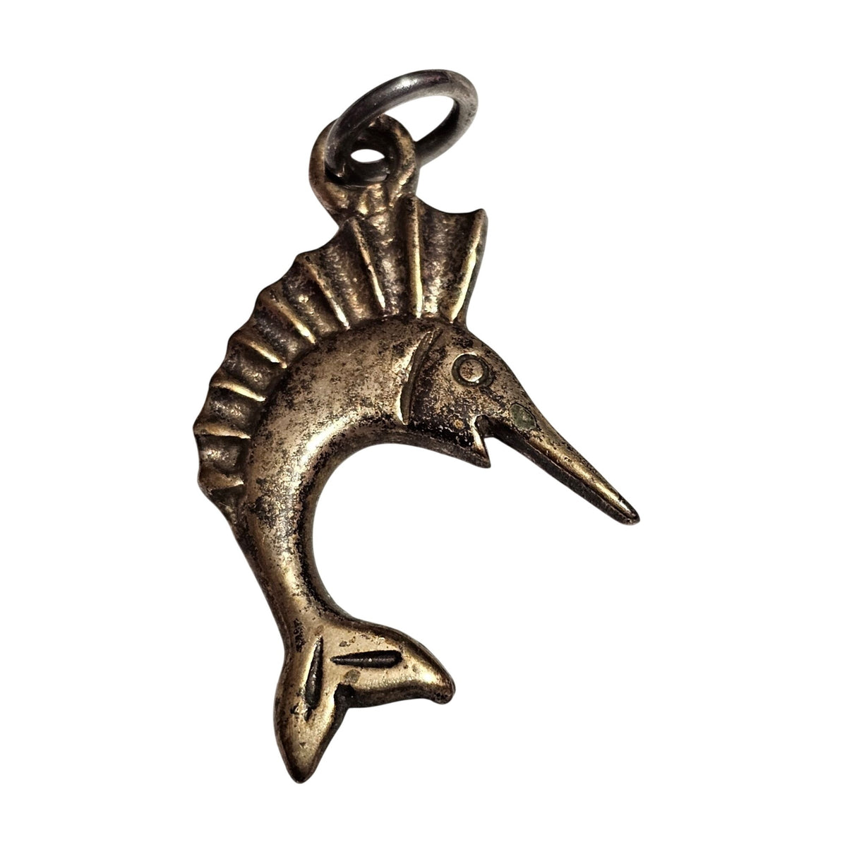 (715) Sterling Silver Vintage Swordfish Pendant Charm 2.85g