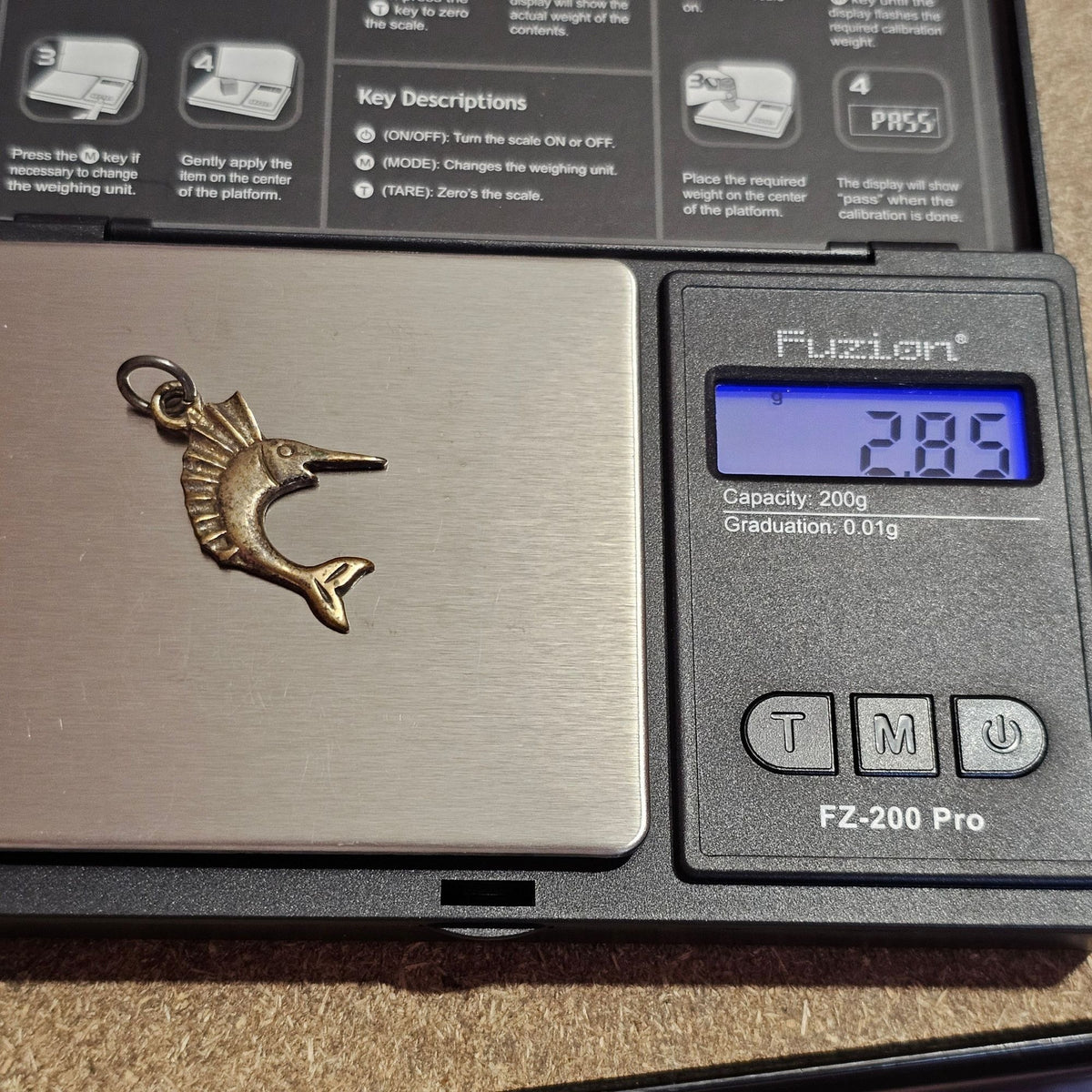 (715) Sterling Silver Vintage Swordfish Pendant Charm 2.85g