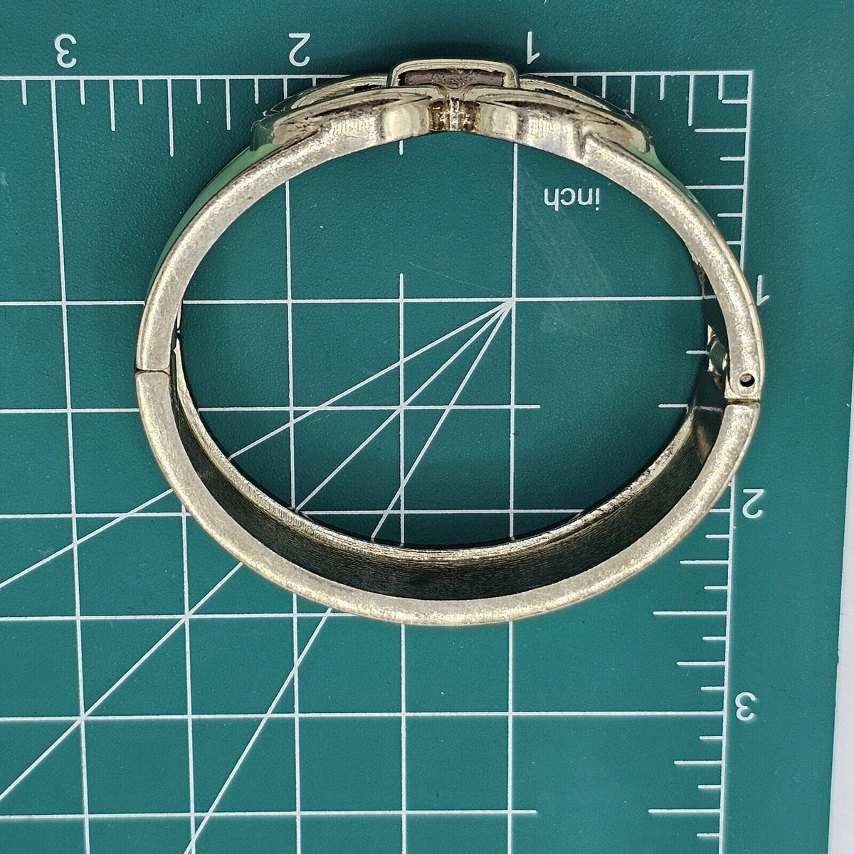 Enamel Metal Clamper Bangle Bracelet MOD Gold Green Infinity Designer