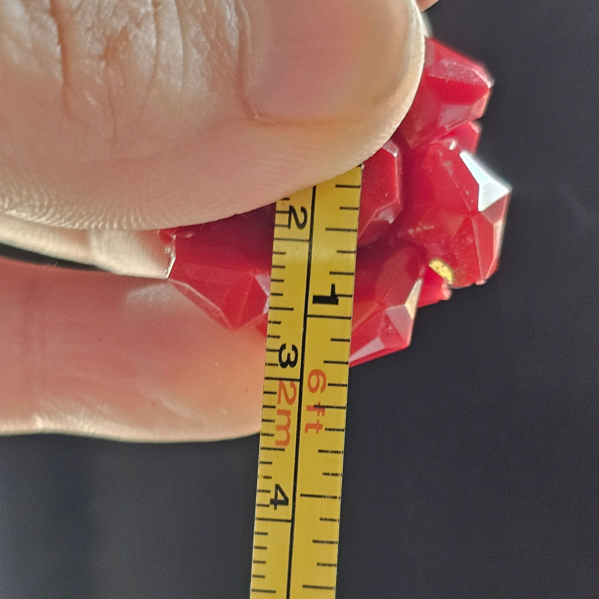 Vintage Old Plastic Red Bead Cluster Clip-On Earrings Germany Retro Jewelry