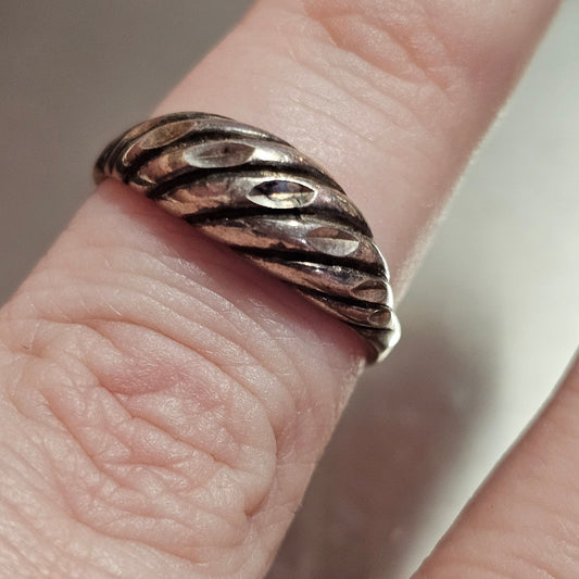 Sterling Silver Twisted Unisex Ring Size 7.25