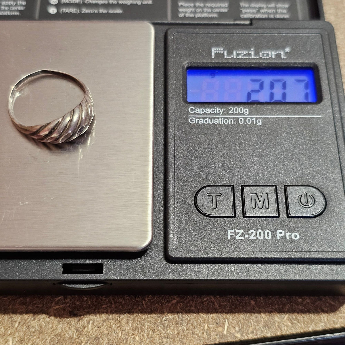 Sterling Silver Twisted Unisex Ring Size 7.25