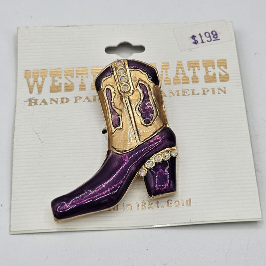 (684) Western Mates Cowboy Boot Purple Enamel Pin Brooch Shiny