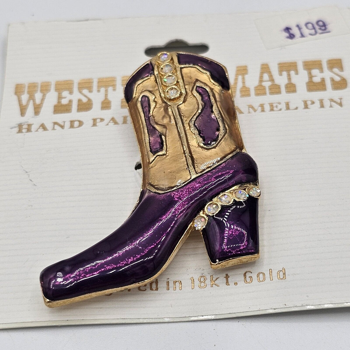(684) Western Mates Cowboy Boot Purple Enamel Pin Brooch Shiny