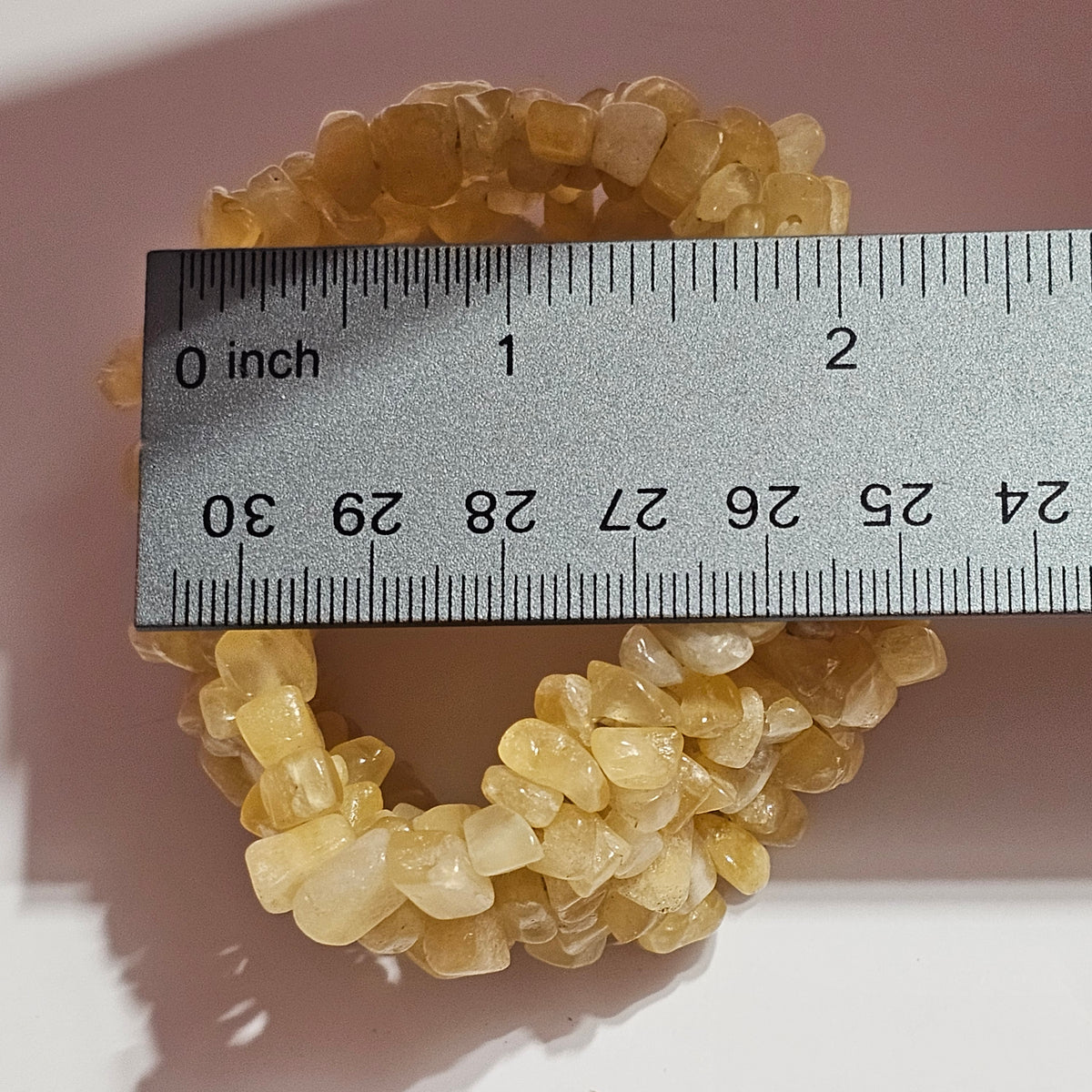 Yellow Citrine Natural Stone Cluster Chip Stretch Bracelet Vintage Boho Coastal