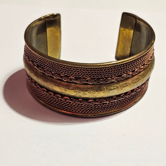 Copper Brass Made in India Adjustable Cuff Bracelet Vintage