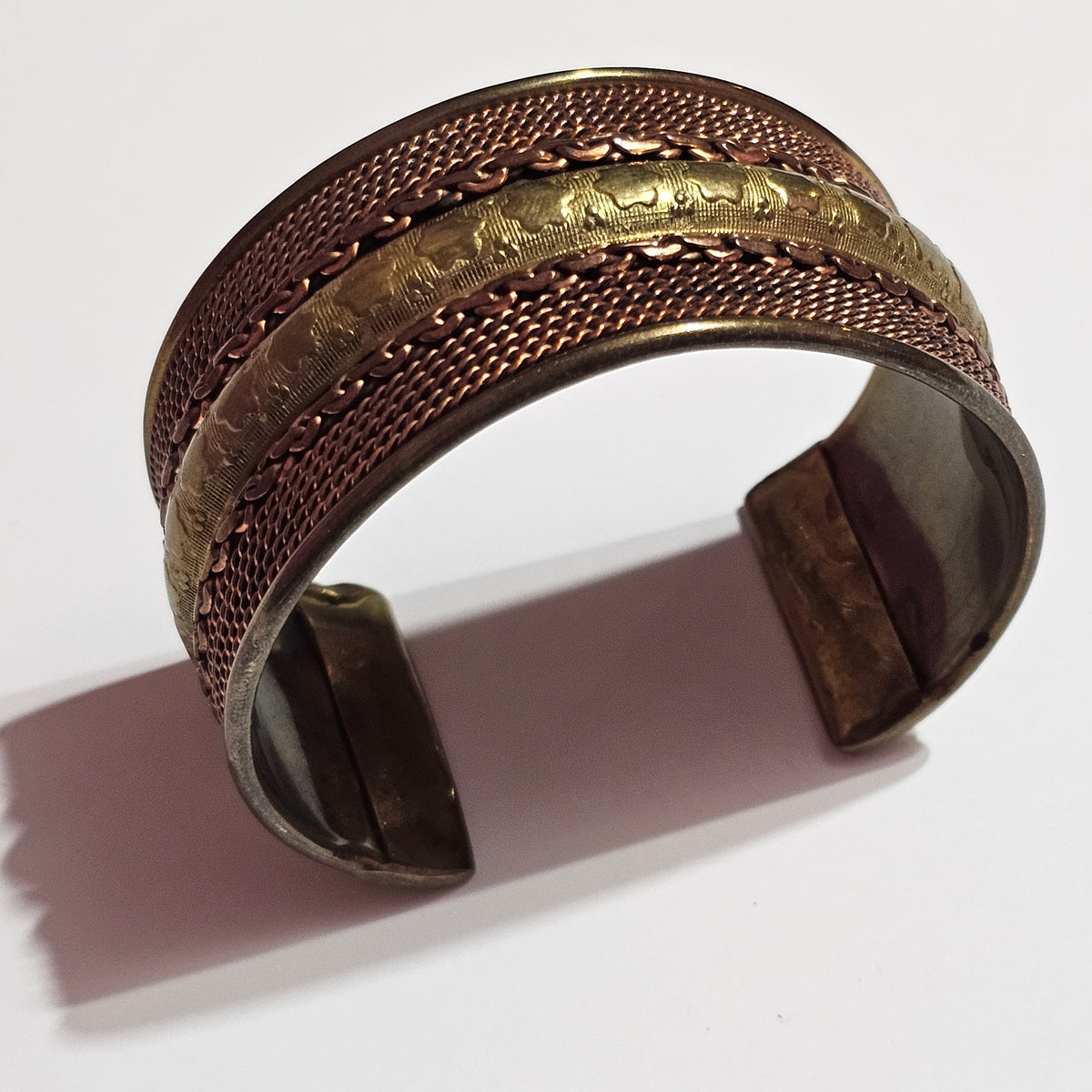 Copper Brass Made in India Adjustable Cuff Bracelet Vintage
