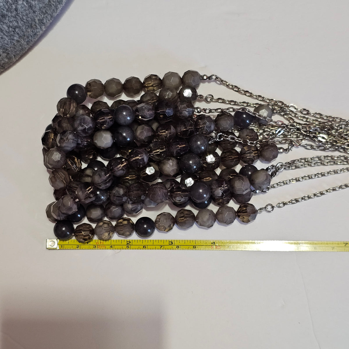 50 Shades of Grey Chunky Layered Beaded Collar Statement Necklace Vintage