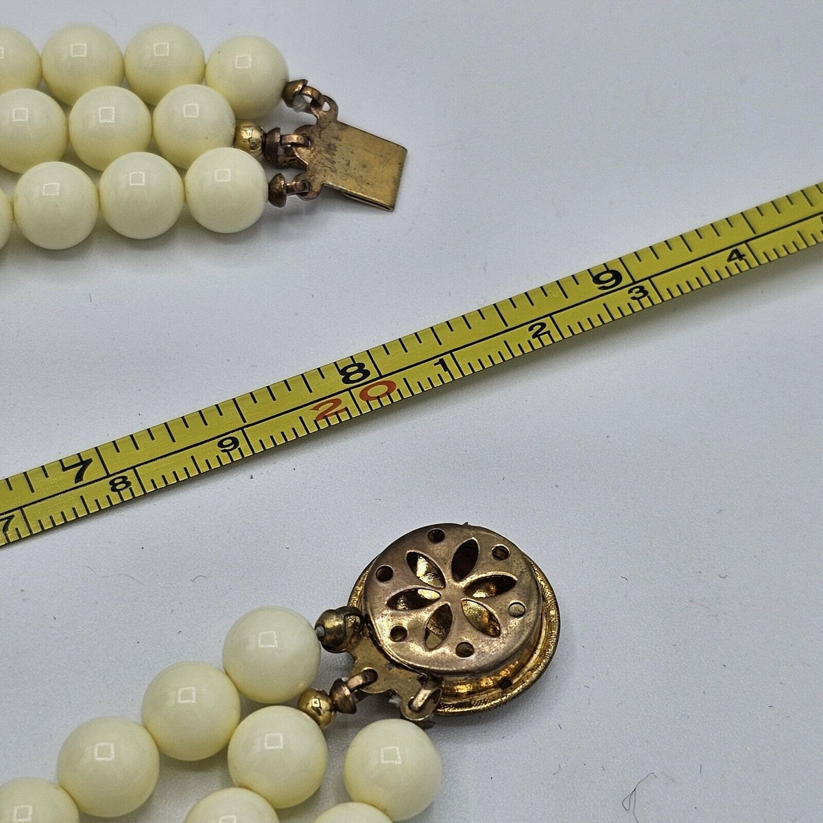 (686) Unique Beaded Hong Kong Three Strand Necklace