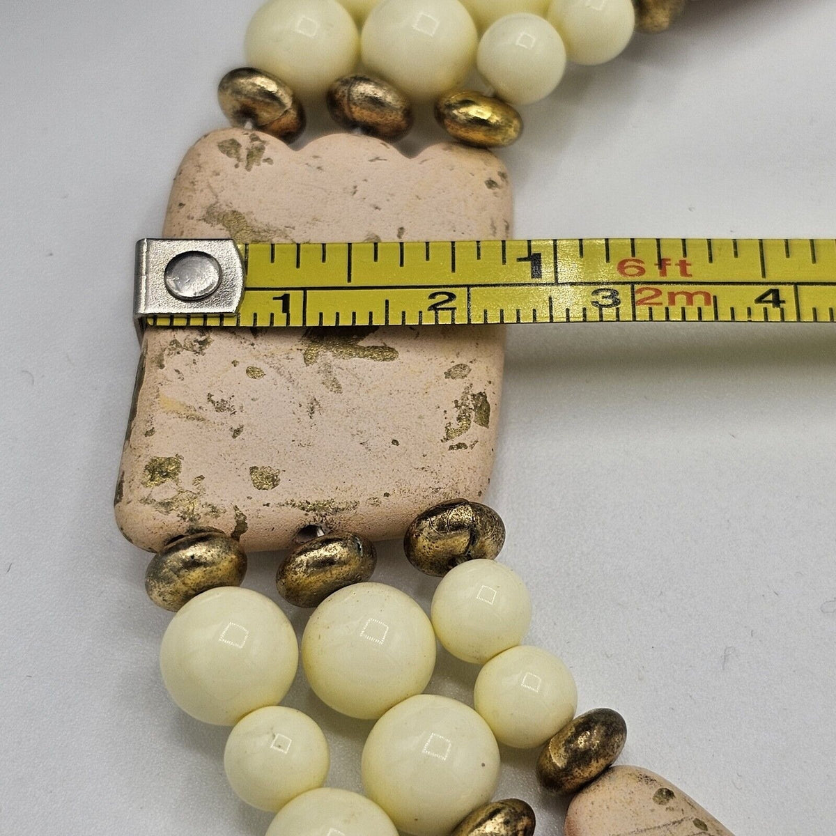 (686) Unique Beaded Hong Kong Three Strand Necklace